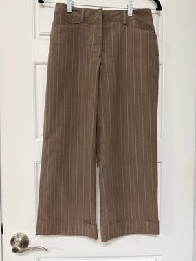 Valerie Stevens Brown Pinstripe Wide-Leg Men's Pants